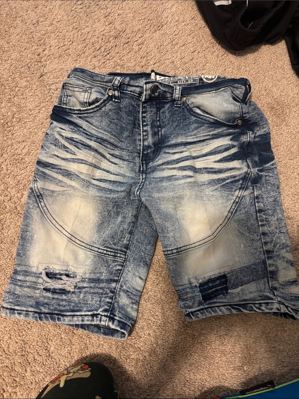 mecca Boys Acid-Wash Distressed Denim Jean Shorts - Blue